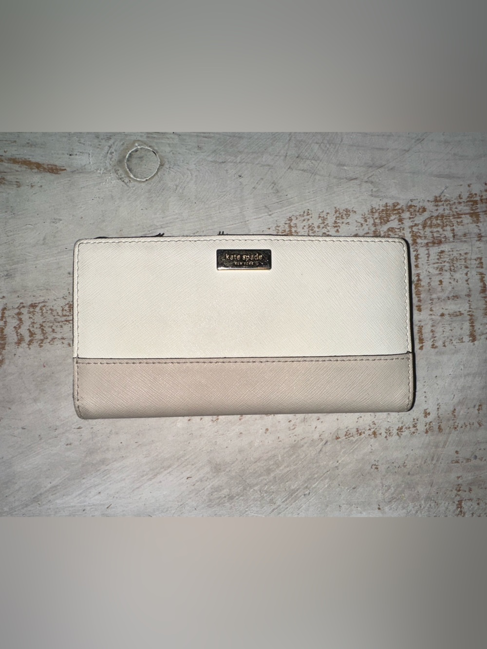 kate spade Two-Tone Cream and Beige Long Wallet